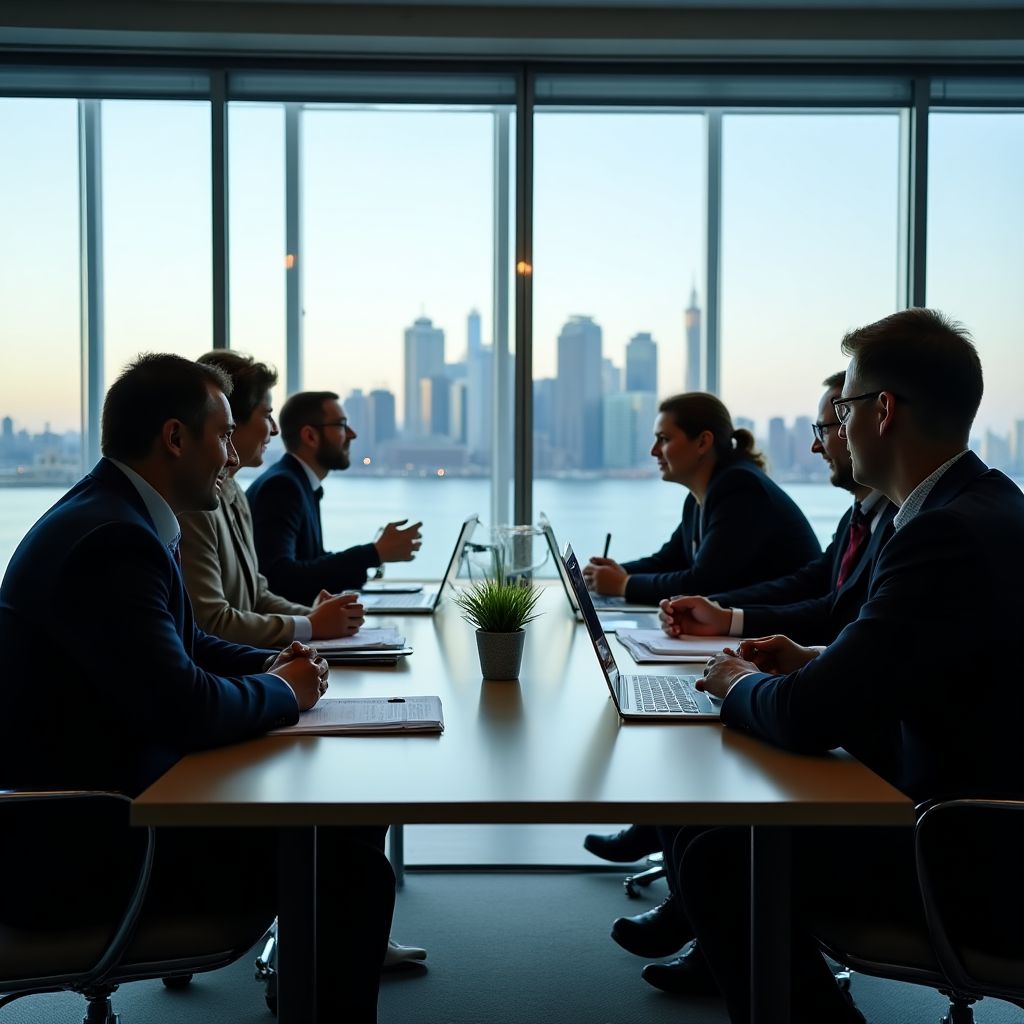 Team meeting in conference room